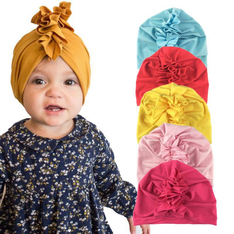 Newborn Baby Solid Color Tuban Hat Children Fashion Headwear Hair Accessories