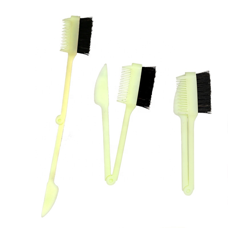 Hot selling beauty tool eyelash eyebrow edge control brush double sided plastic folding edge control brush