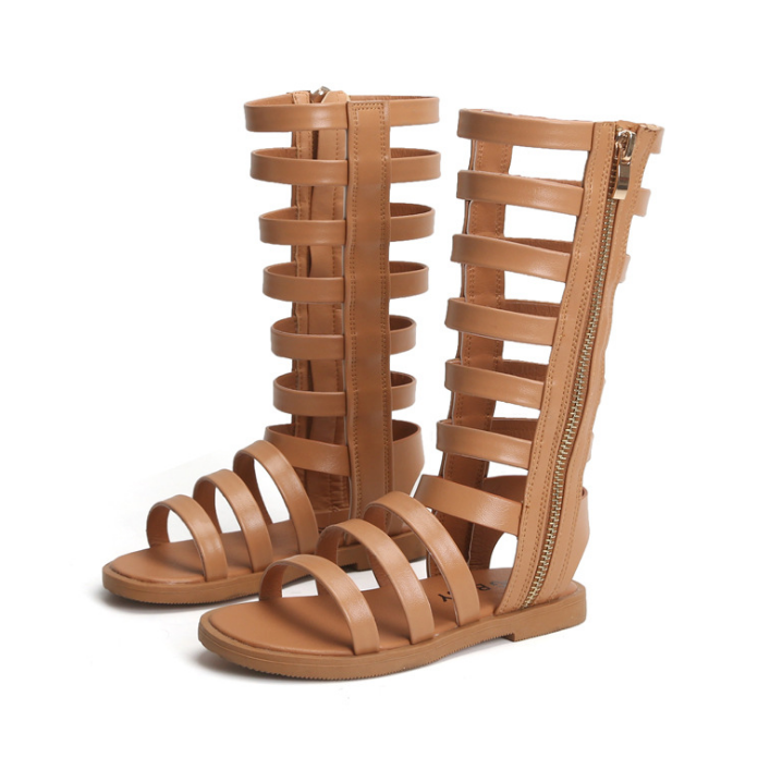 2021 New Fashion Kids Designers Roman Hollow Out High Heel Sandal Children Shoes Girls