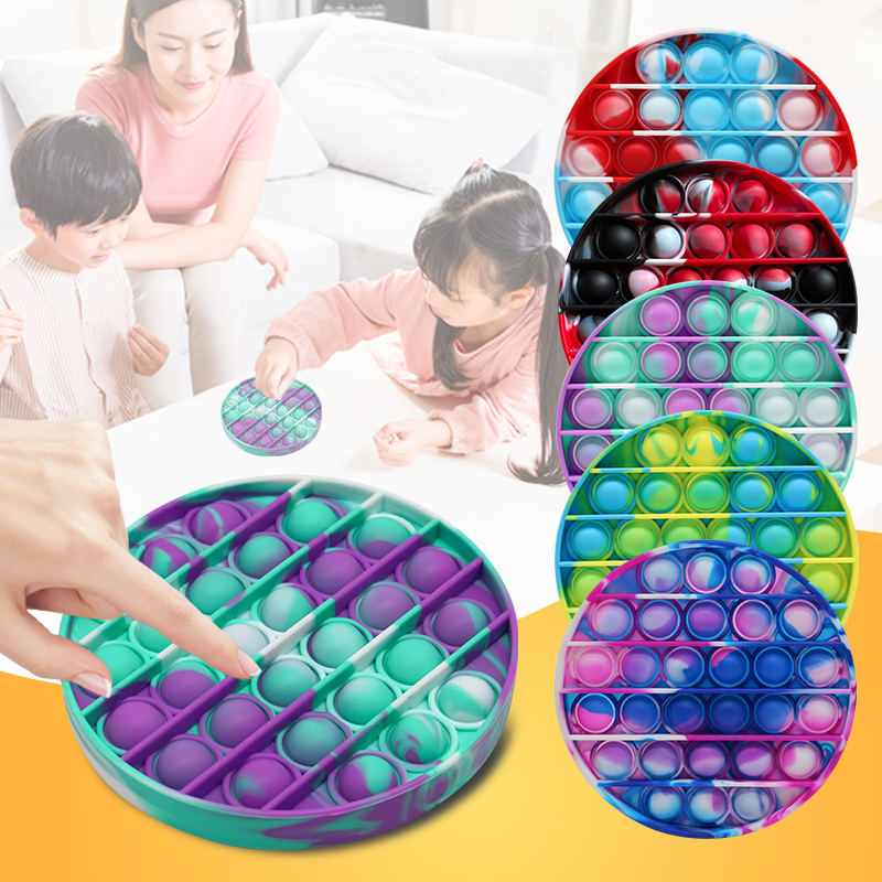 Amazon 2021 Hot sell Popit Fidget toy dongguan shengdao Pop it Tie dye Round Fidget dimple toy