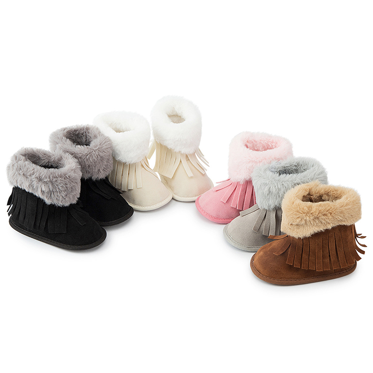 Custom High Quality Lovely Tassel Warm Soft Casual Shoes Indoor Baby Girl Winter Boots for Kids