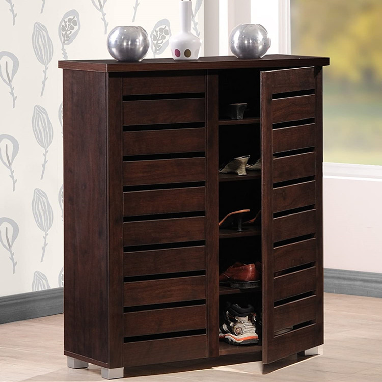 China entryway wall mounted new simple multi-layer storage customized DIY louvre door household wood shoe cabinet