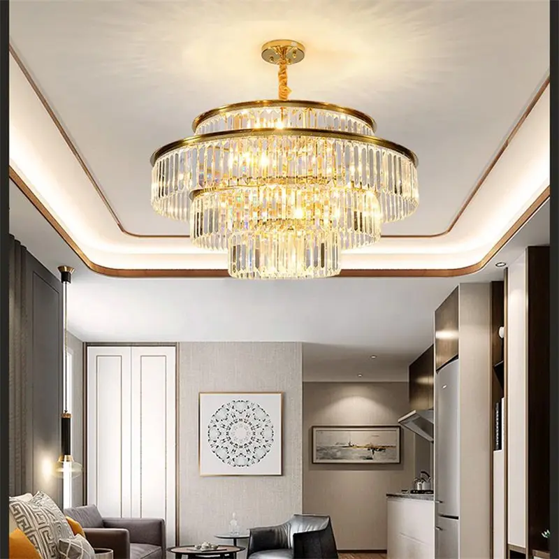 Factory Supply Gold Chandelier Postmodern Crystal Pendant Lamp Home LED Light Fixture For Living Dining Room