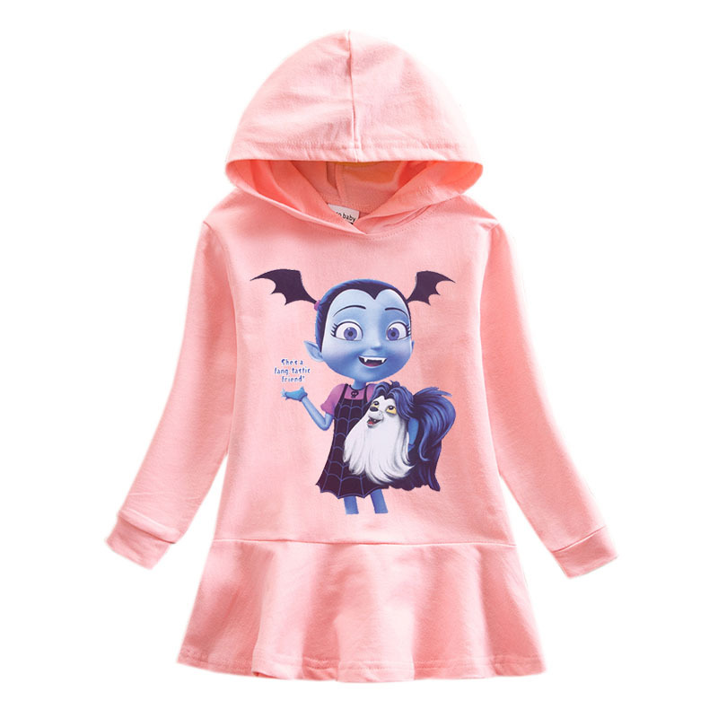 Платье с капюшоном для девочек; Платье vampirina; Весенне-осенняя одежда; vestido; Детские платья принцессы; Детская одежда