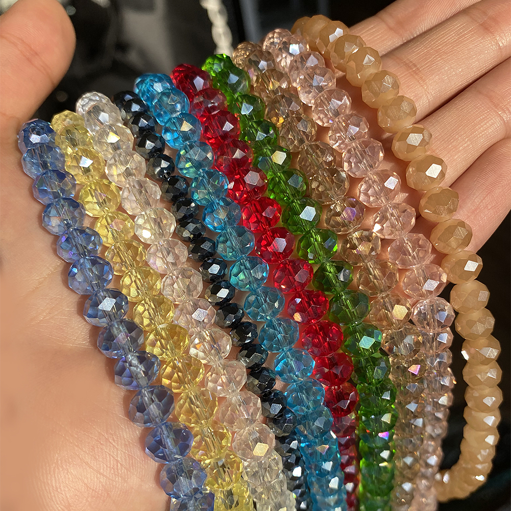 High Quality 3mm 4mm 6mm 8mm Transparent Faceted Flat Round Crystal Glass Rondelle Loose Beads For Jewelry Making DIY