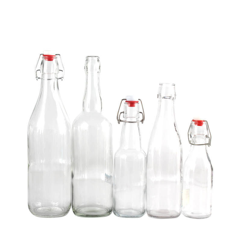 500ml 750ml 1L Clear Swing Top Stopper Glass Beer Bottle for Juice Kombucha Wholesale Free Sample