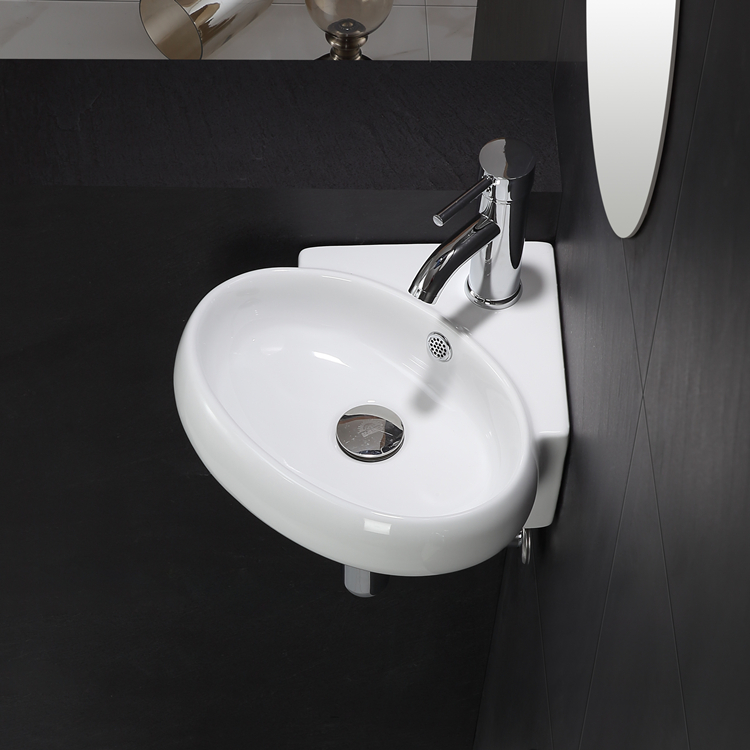 HY-3051 wall-hung white ceramic triangle bathroom corner sink for save space