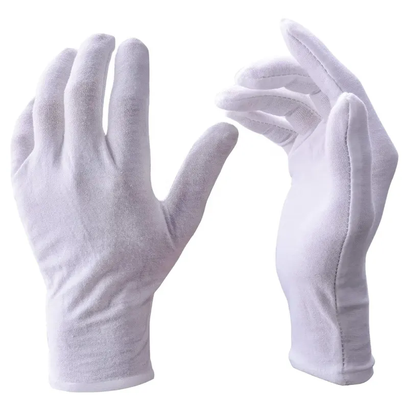 Soft Cotton Stretchable Lining White Gloves Cheap Wholesale Coin Jewelry Silver Inspection Gloves
