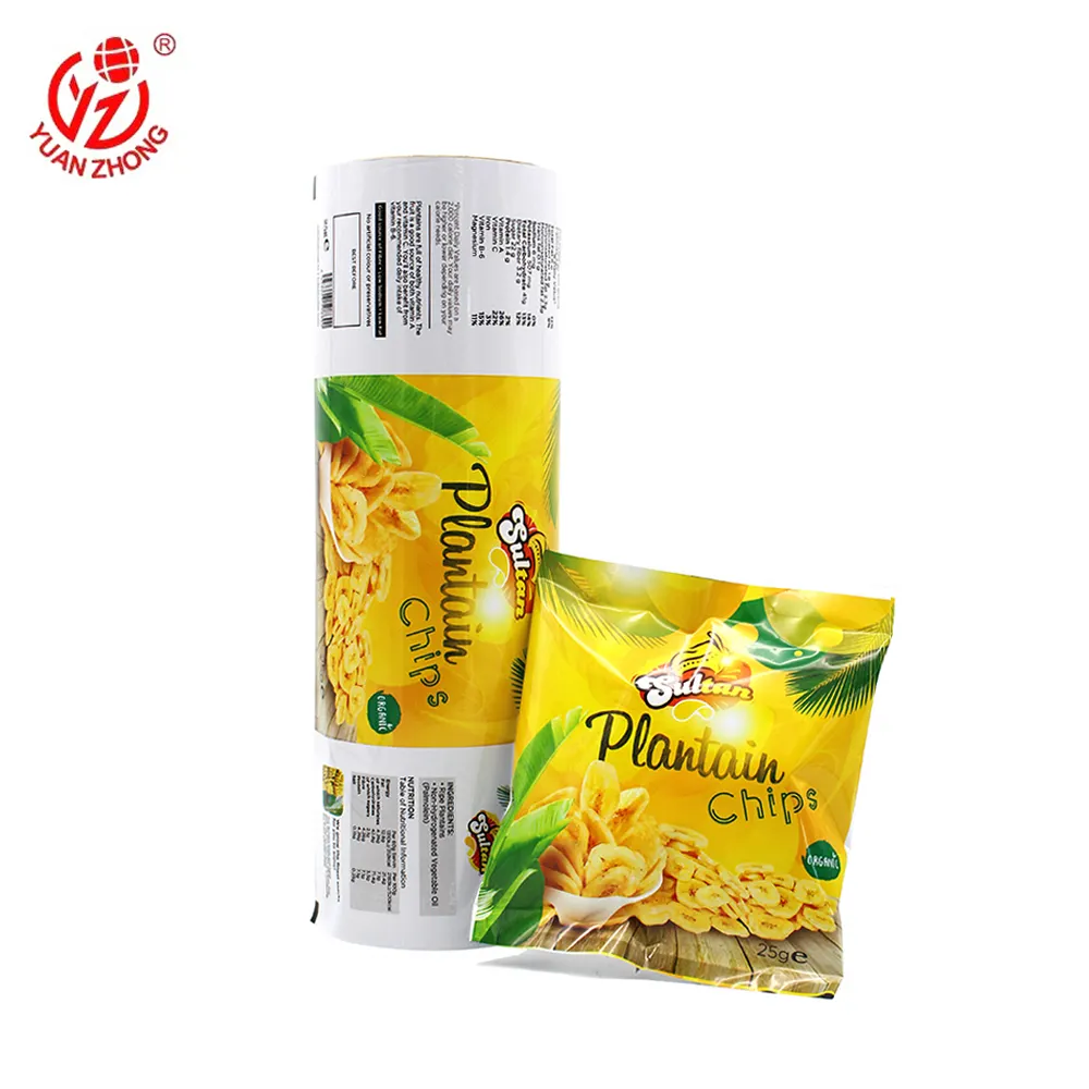 60 Microns Printing Laminated Plastic Snack Potato Chips Sachet Packaging Roll Film