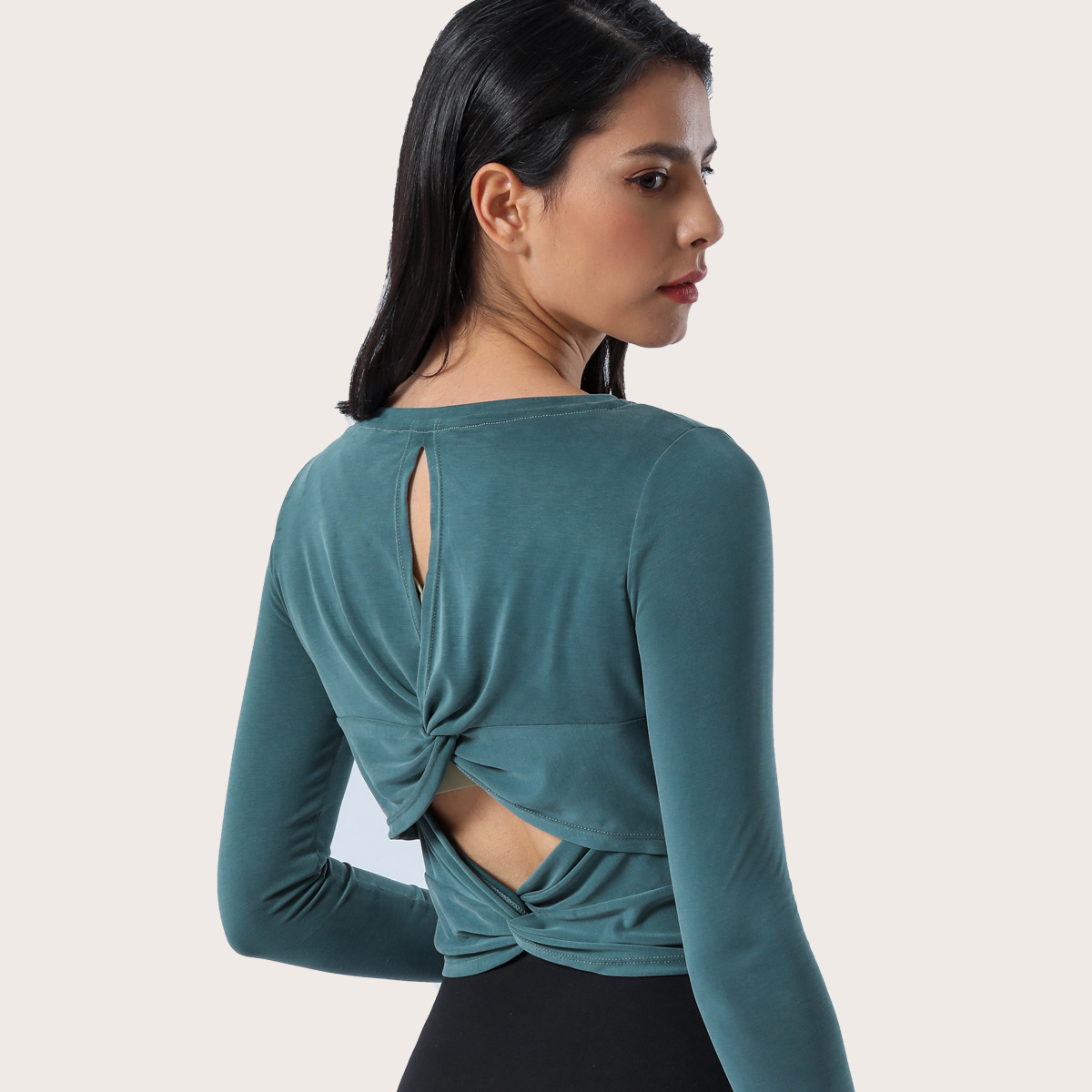 2084 100% Cupra Beauty back tucked Yoga футболка с длинными рукавами женская одежда для отдыха фитнес укороченный топ
