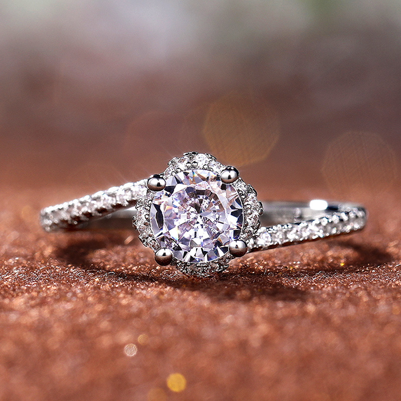 New Arrival High Quality Wholesale Flower Cz zircon ring jewelry gift for lover