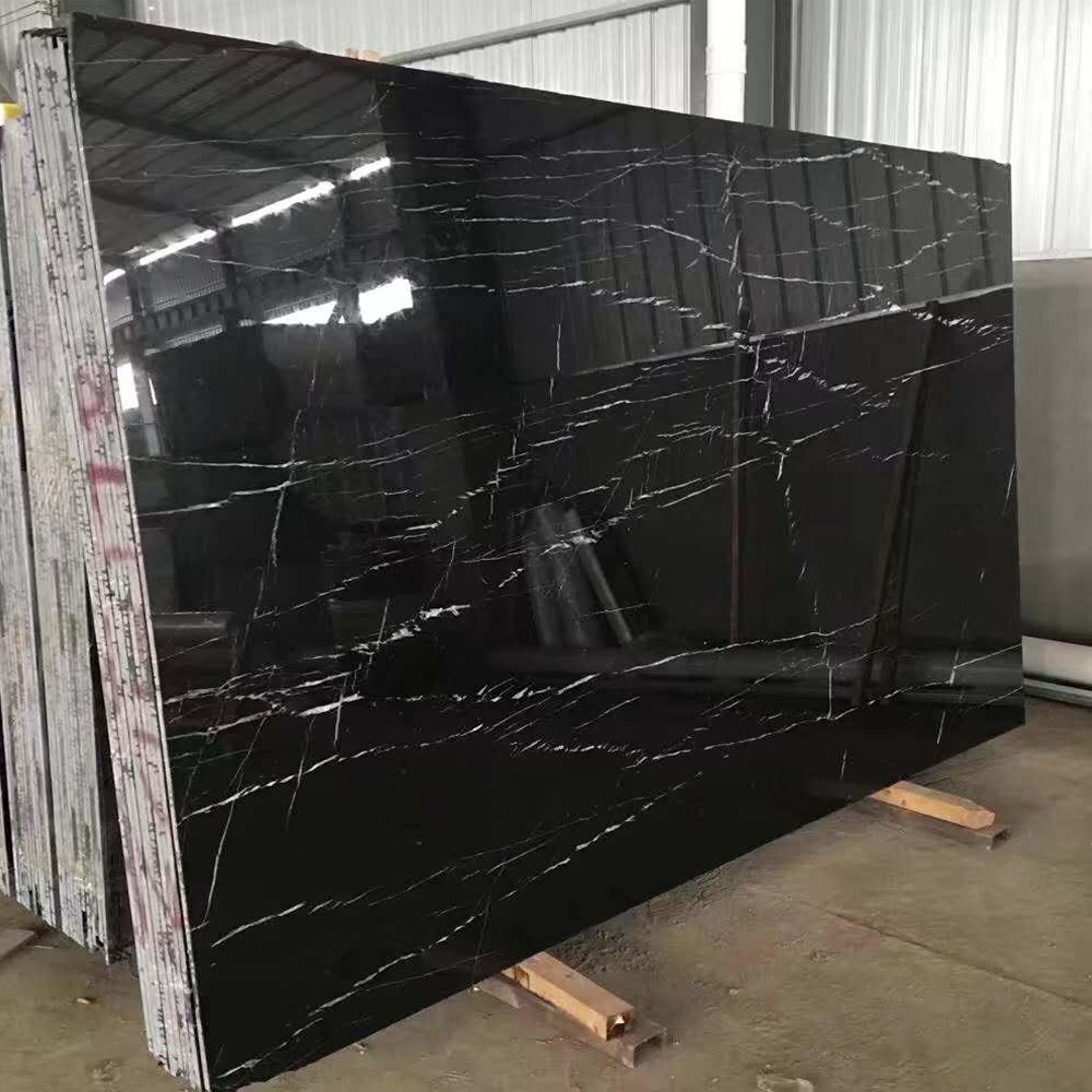 Оптовая продажа, черно-белые мраморные большие плиты для столешниц Nero Marquina
