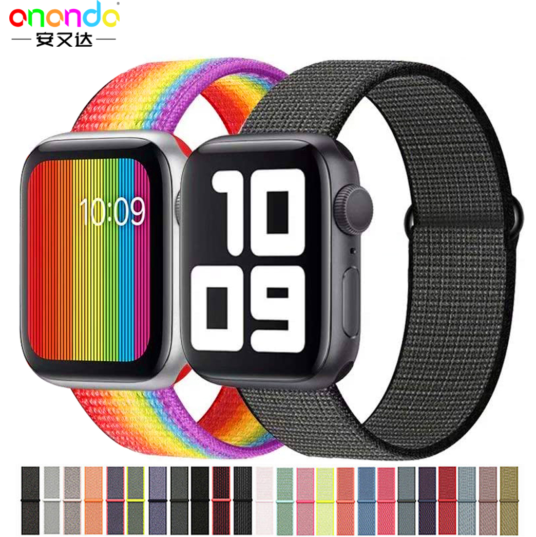 Ремешок для Apple Watch band 38 мм 42 мм, нейлоновый спортивный браслет для iWatch 44 мм 40 мм, Apple watch
