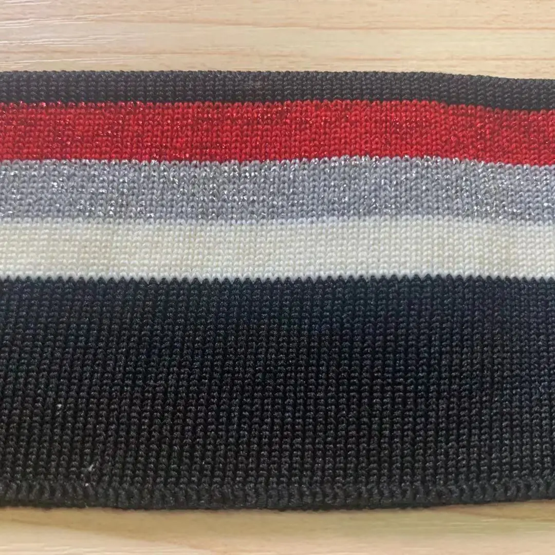 Customized knitting ribbed cuff and collar striped hem rib knit trim hem rib nylon spandex