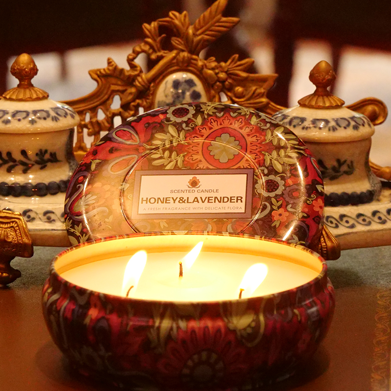 Лидер продаж 2020 Amazon, цветная Фирменная этикетка Oud Tin банка, Ароматизированная свеча, Органическая металлическая коробка