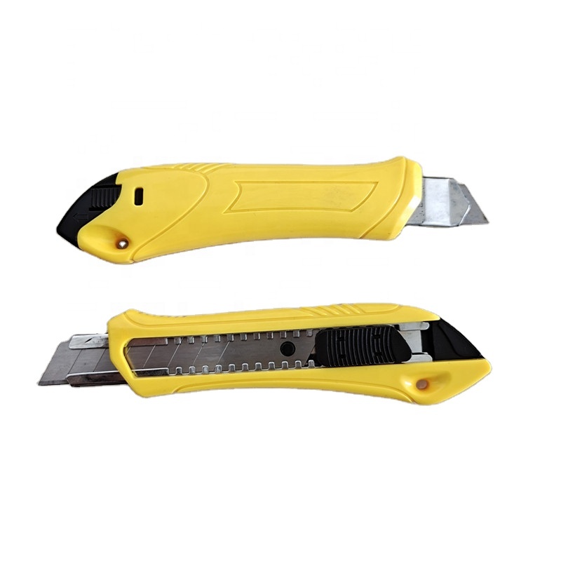 Hot selling Plastic TPR Handle Utility Cutter Safety Knife 18MM balde