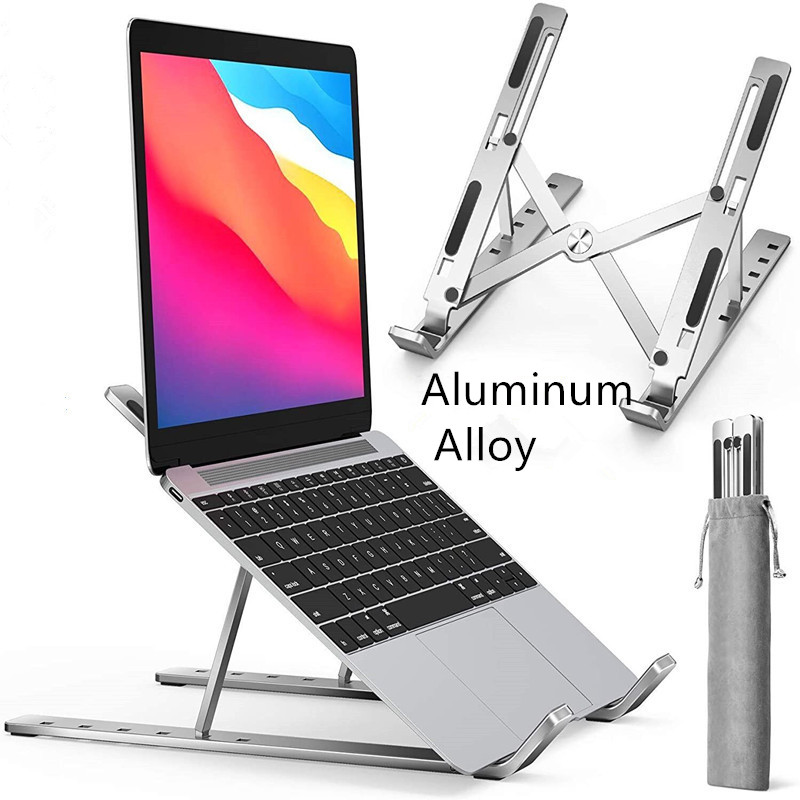 2021 Amazon Promotion Gift Portable Aluminium Foldable Laptop Stand Adjustable Height Folding Laptop Holder Riser Computer Stand