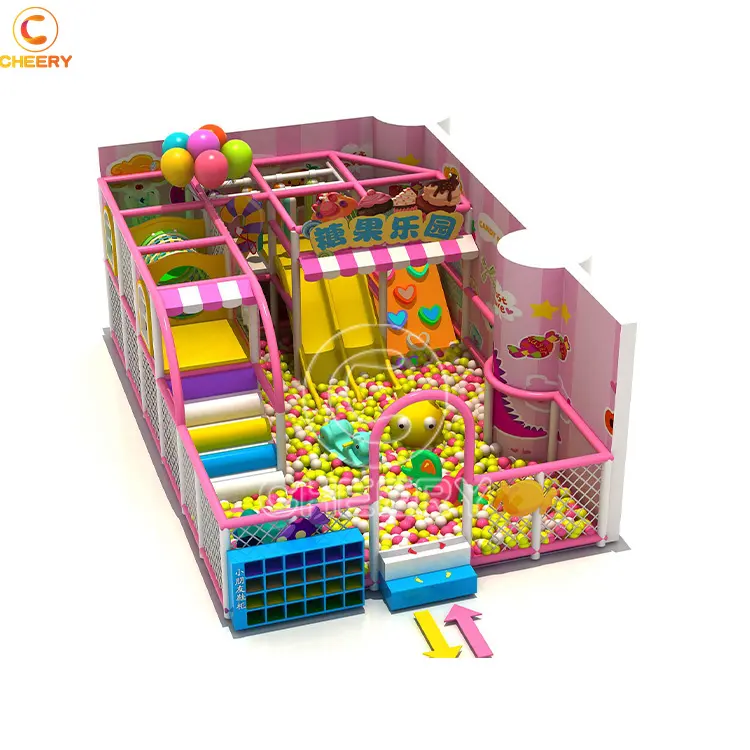 Funny playground soft plastic kids children indoor playground slide naughty castle candy theme naughty fort