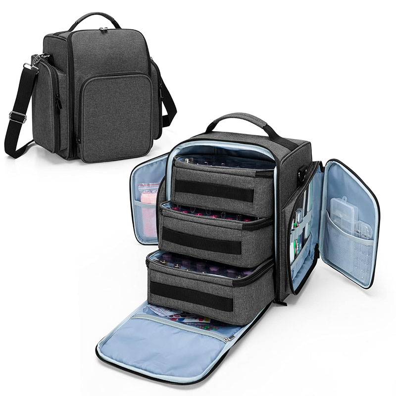Custom 72 Bottles Large Nail Tool Bags With 3 Removable Pouches Nail Polish Organizer