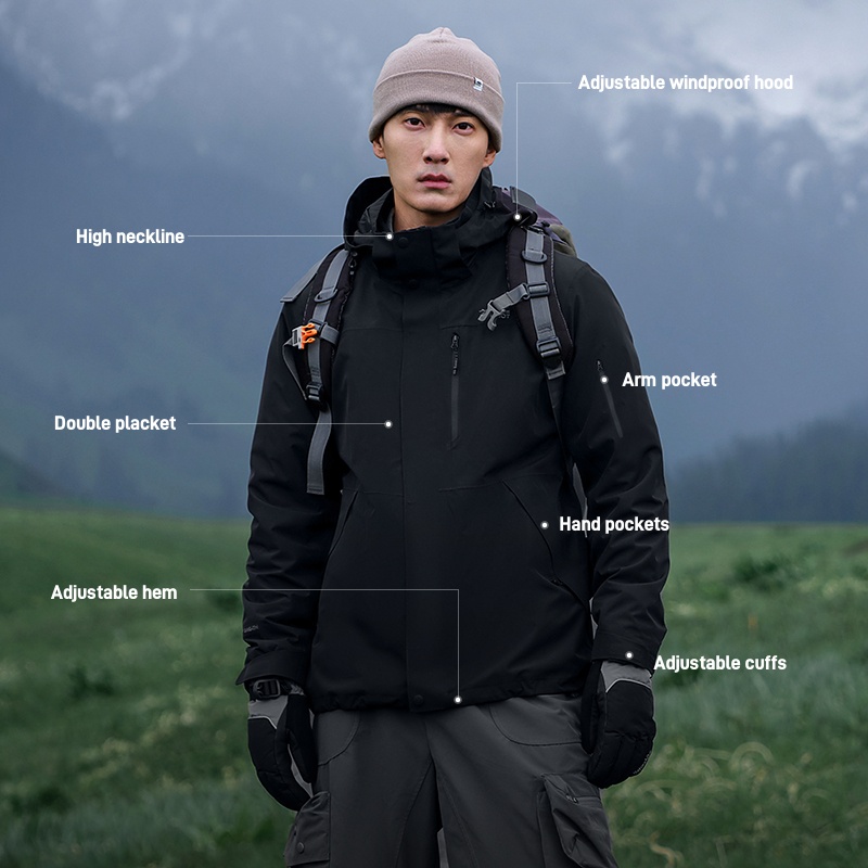 Men's 3-In-1 90% Goose down Liner 650 Filling Waterproof Jacket 20000mm Toray Fabric Outdoor Winter Winter Warm Hardshell Jacket
