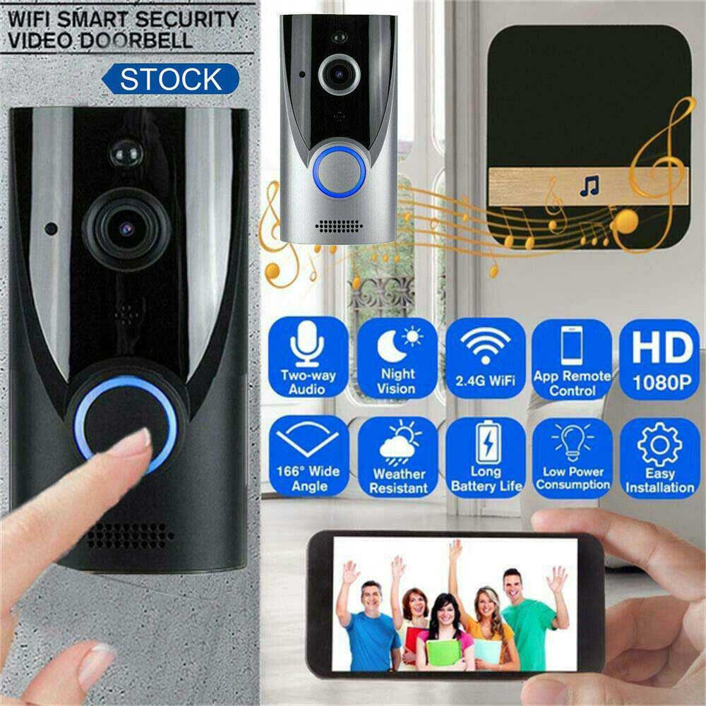 Черный 1080P беспроводной WiFi видео дверной звонок смартфон дверной Звонок камера безопасности