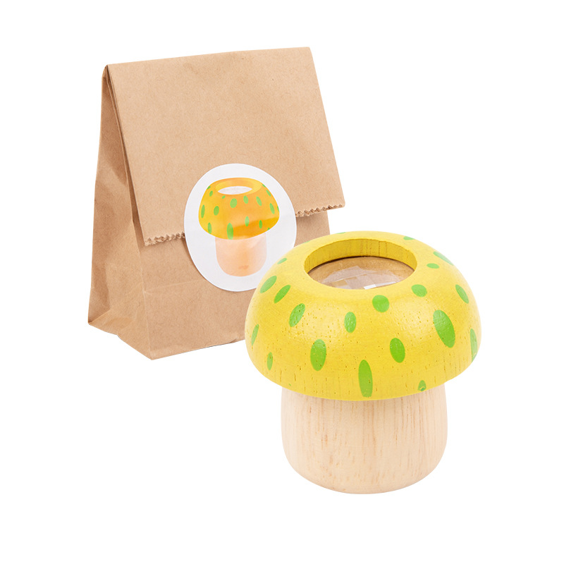 Factory direct sales children wooden mushroom kaleidoscope toys multi-prism changing bee eyes baby explore and observe the world