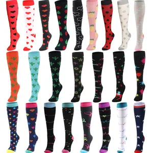 wholesale spandex custom logo women breathable knee compression socks for sports