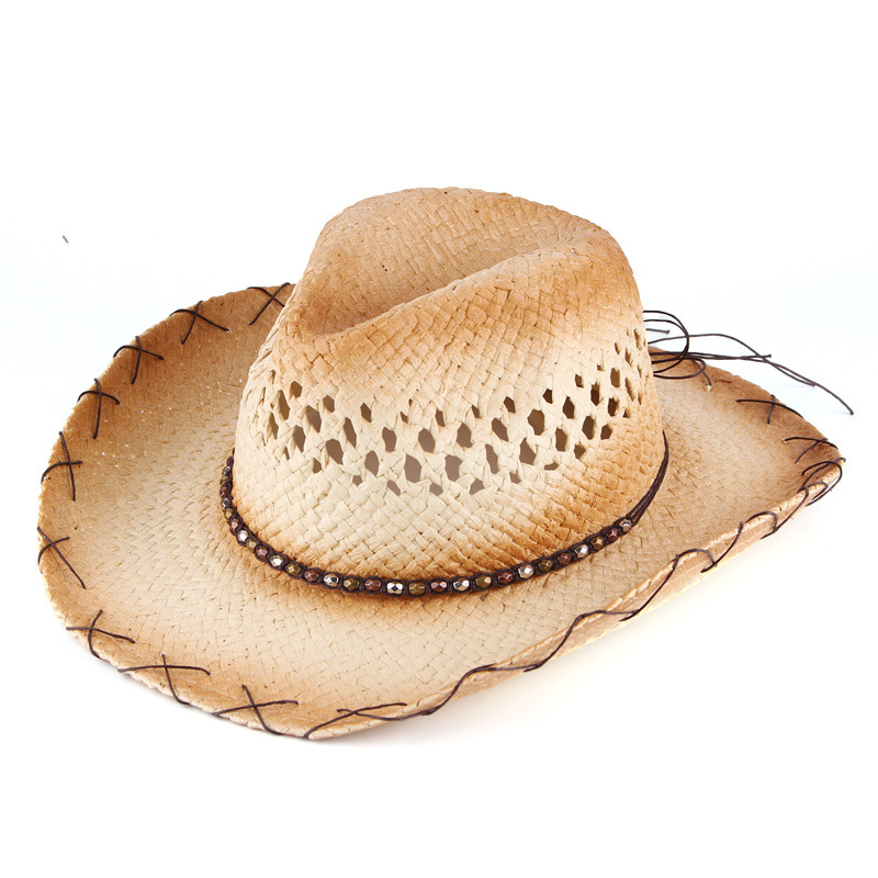 Beach Day Natural Color Custom Straw Cowboy Hat for Women Men Classic Roll up Brim Fedora Cowgirl Hat