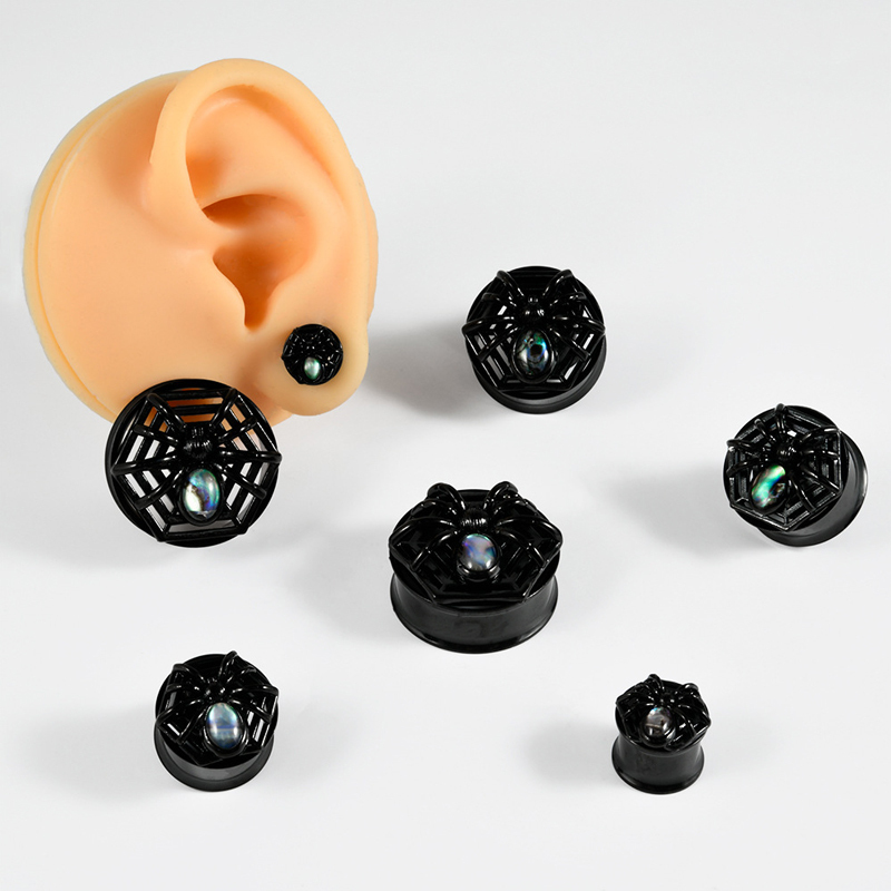Wholesale Stainless Steel Spider Eyelets Plugs Ear Gauges Expander Ear Lobe Tunnels Earrings Piercing Jewelry for Women Men