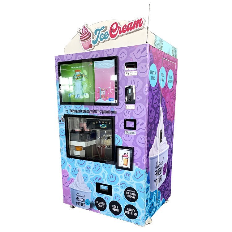 Commercial fully automatic soft self serve ice cream vending machine