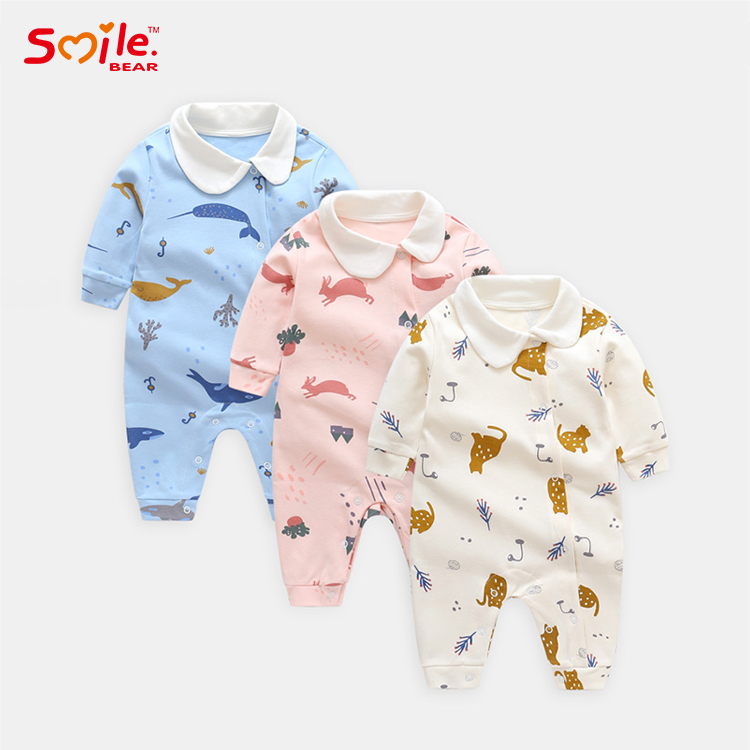 Детский осенний комбинезон Smile Bear, Вязаный комбинезон из 100% хлопка, Одежда для новорожденных