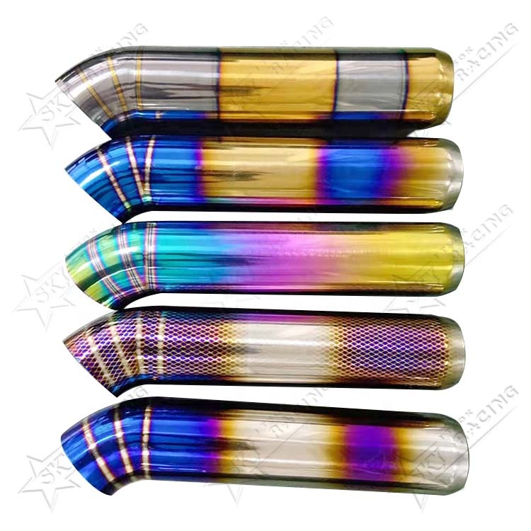 Inlet 2.5 Inch Outlet 3 Inch Universal Titanium Burnt Blue Gold Black Stainless Steel Exhaust Muffler Tip Titanium Exhaust Pipe