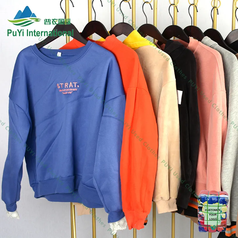 Wholesale men's hoodies sweatshirts used clothes branded hoodie sweater bale second hand clothes