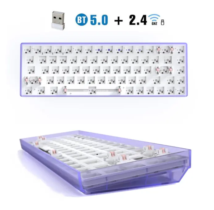 Ancreu Hotswap DIY Gaming Mechanical Keyboard Kit Wireless 2 Mode for 3/5 Pins Switches for Cherry MX Gateron Kailh