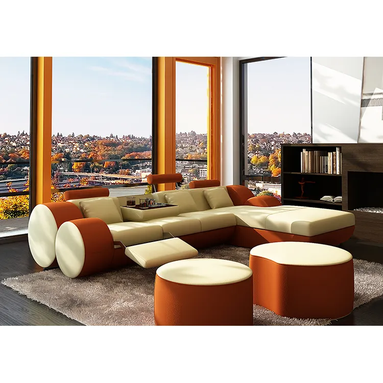 living room furniture sets luxury leather recliner sectional sofa with coffee table