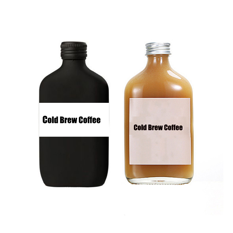 50ml 100ml 200ml 250ml 350ml 500ml clear matte black flat cold brew coffee glass bottle milk fruit juice wine bottle with cap