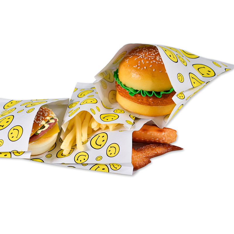 Bio-degradable Food Grade Grease -proof Burger Bag Disposable Fast Food Packaging Paper Bag