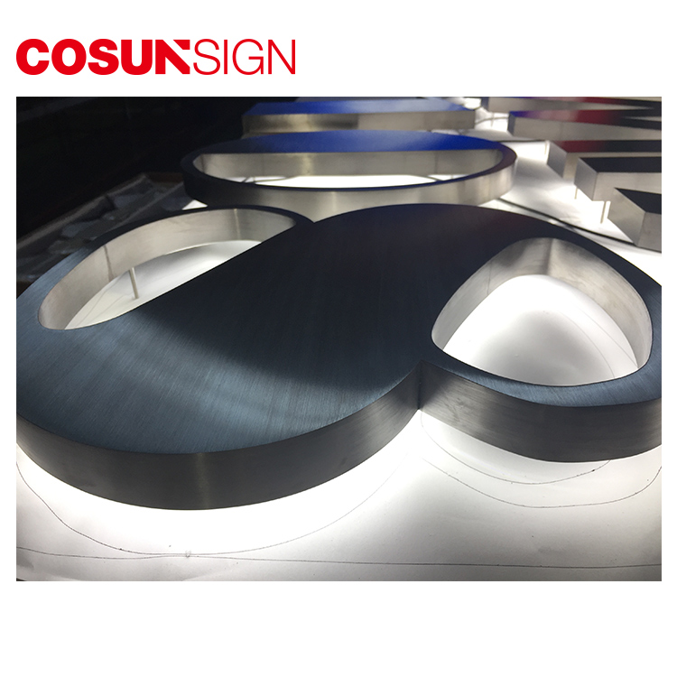 Outdoor illuminated back lit stainless steel advertising board