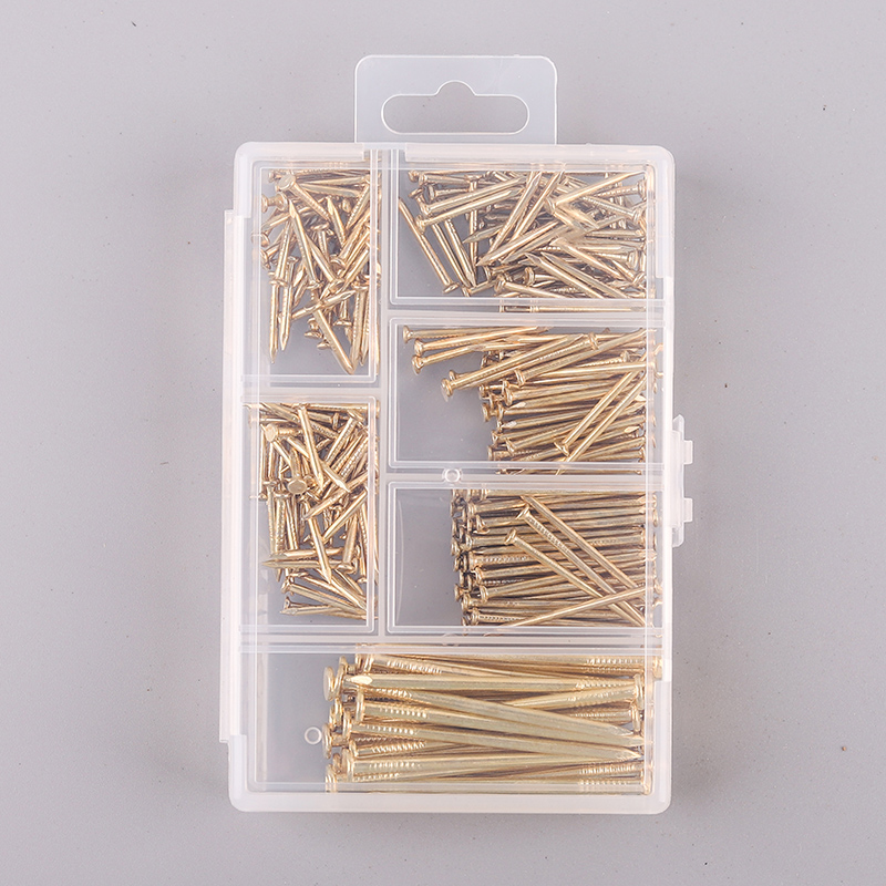 Premium Hardware Brass Nails Furniture Accessories Bronze Copper Plating Nails Wooden Cement Round Head Nail Set