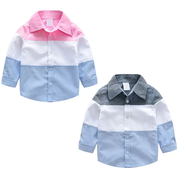 Fashionable handsome children's clothing matching color boys long sleeve shirts