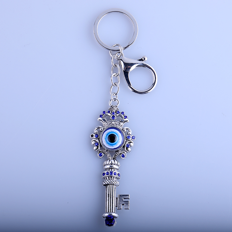 Silver Jewelry Key Decor Alloy Glass Evil Eye Keyring Turkish Pendant Hamsa Keychains