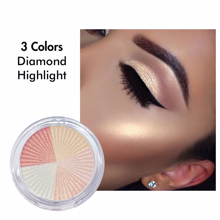 High Quality 5 in 1 Highlighter Cosmetic Design Own Private Label 3 Color Highlighters Cosmetic Vegan Shimmer Highlighter Palett