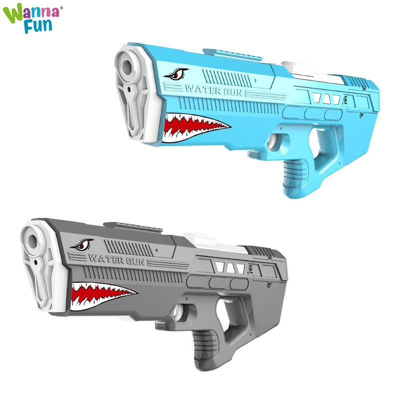 New design Electric Shark Summer Outdoor Waterproof Beach Playing Battle Large Capacity Water Gun Toy