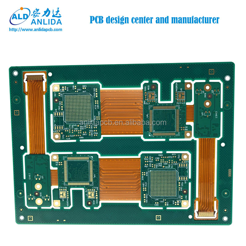 10 слоев 0,1 мм лазерное сверление HDI FPC твердо-Гибкий pcb програмная панель