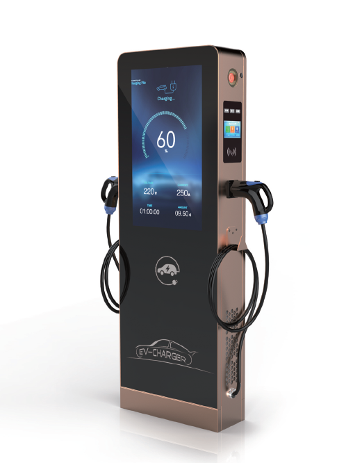Customized logo 7/22/43kw Floor Stand Outdoor 55 Inch Advertising Screen AC Ev Charger
