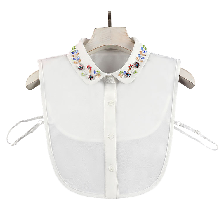 JLZ006B New style handmade decoration garment accessories white detachable chiffon customized fake shirt collar women