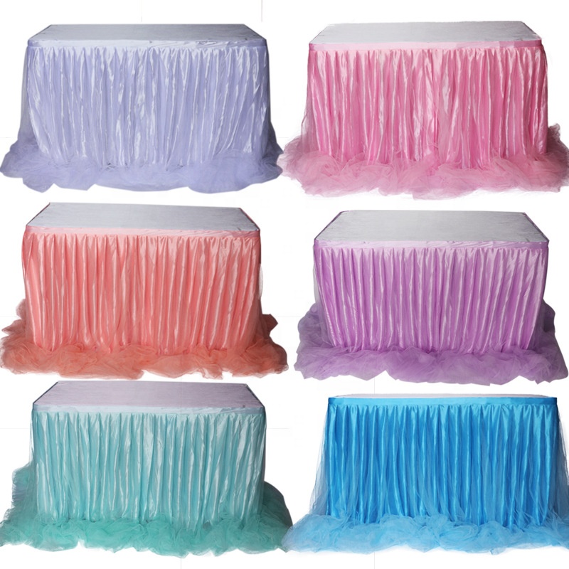 Custom Size Solid Polyester Tablecloth Ruffled Table Skirt