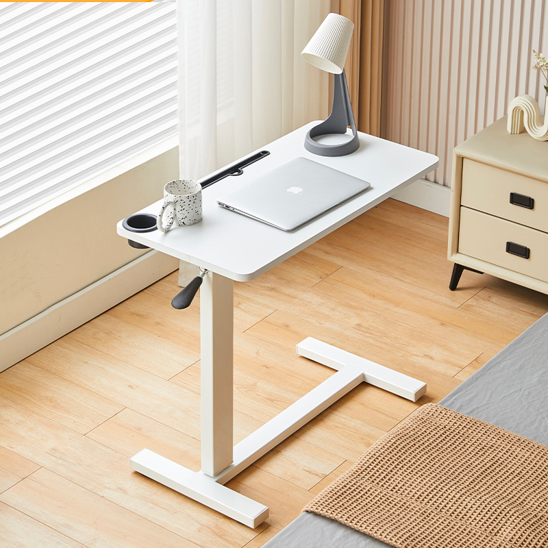 Medical adjustable hospital bedside overbed table with wheels