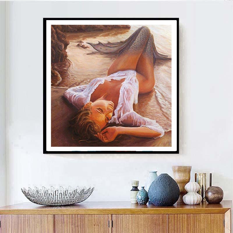 5D Mermaid Full Circle/Square Diamond Painting DIY Diamond Embroidery Children's Cross Stitch Portrait Picture Home Decoration