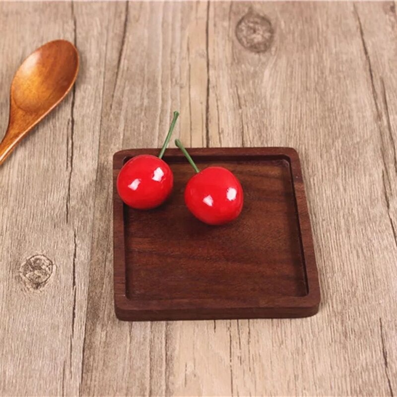 High grade square wooden cup coaster walnut blank snack tea tray wooden coaster